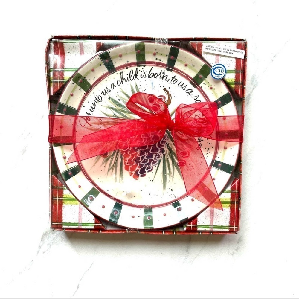 Vintage Julie Ueland Enesco Christmas Holiday Plate New Decor